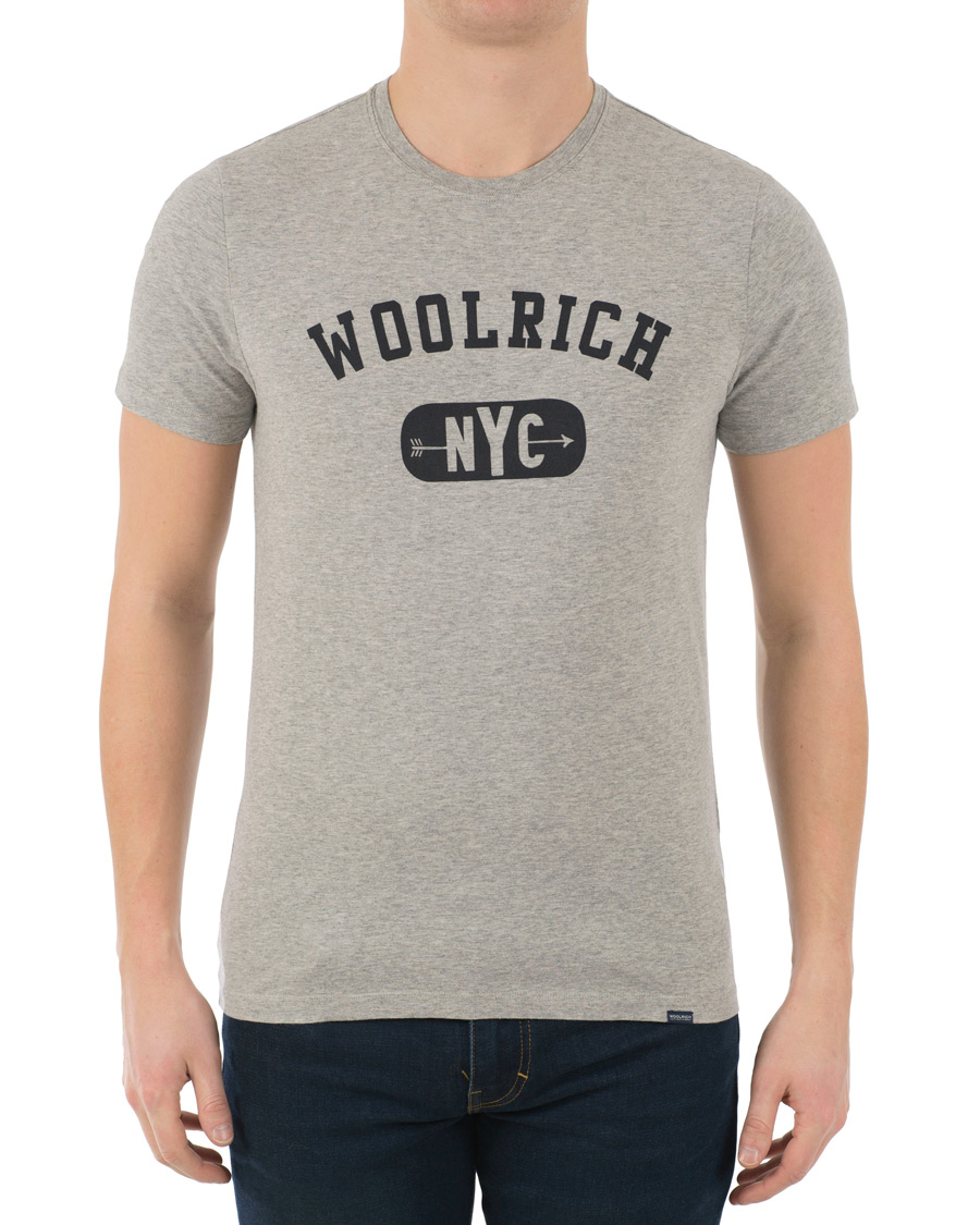 Heren | T-shirts | Woolrich | Logo Crew Neck Tee Light Grey Melange