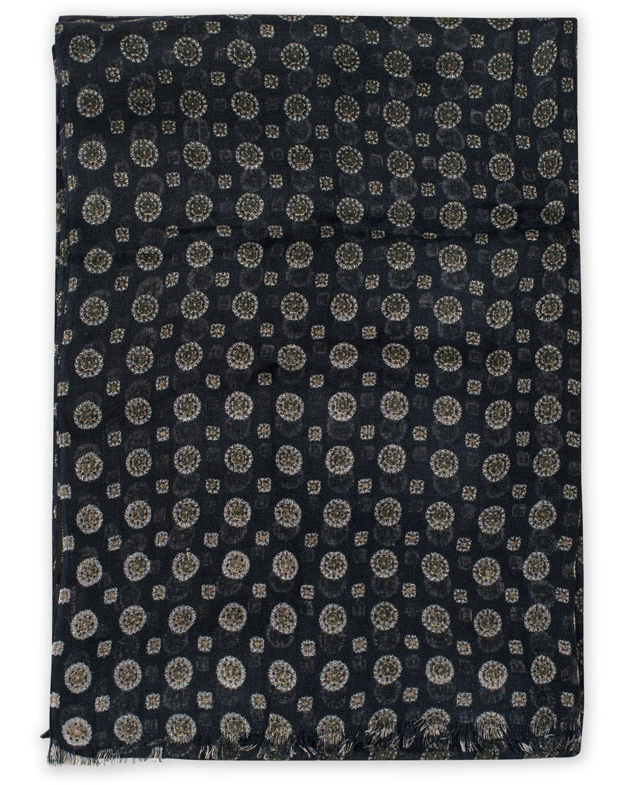 Homme | Amanda Christensen Linen Printed Scarf Navy | Amanda Christensen | Linen Printed Scarf Navy