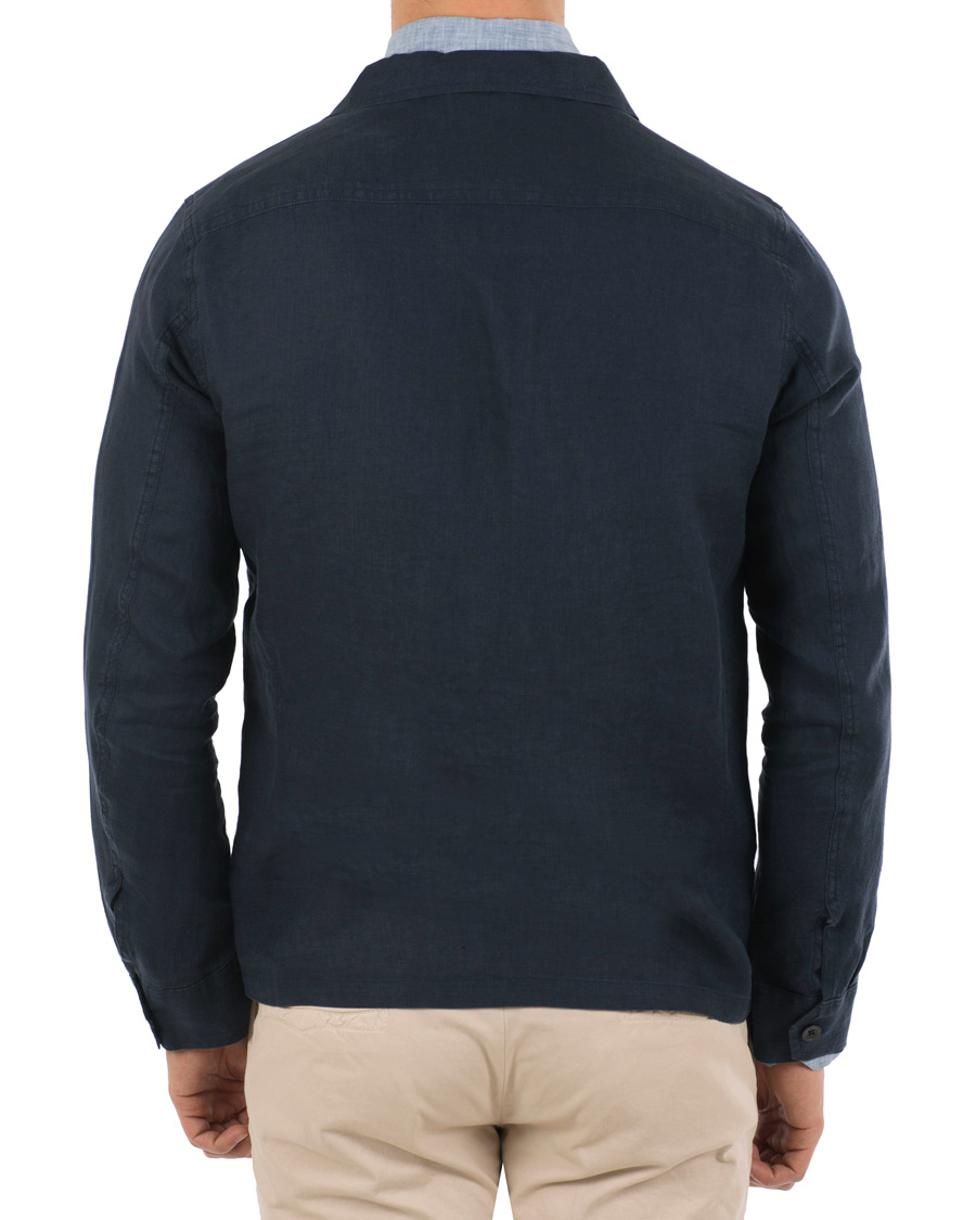 Heren | Jassen | Oscar Jacobson | Hannes Linen Shirt Jacket Navy