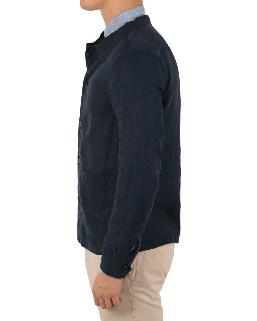 Heren | Jassen | Oscar Jacobson | Hannes Linen Shirt Jacket Navy