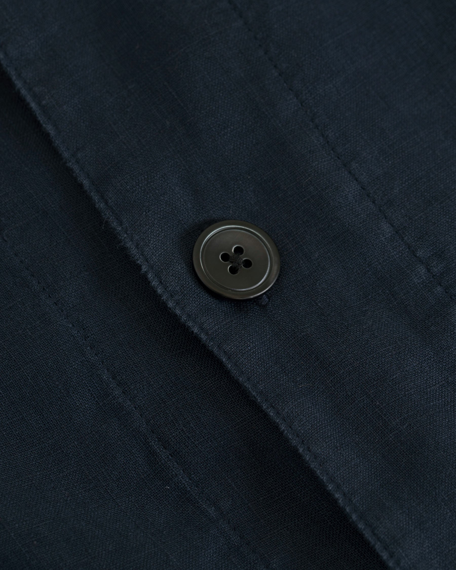 Heren | Jassen | Oscar Jacobson | Hannes Linen Shirt Jacket Navy