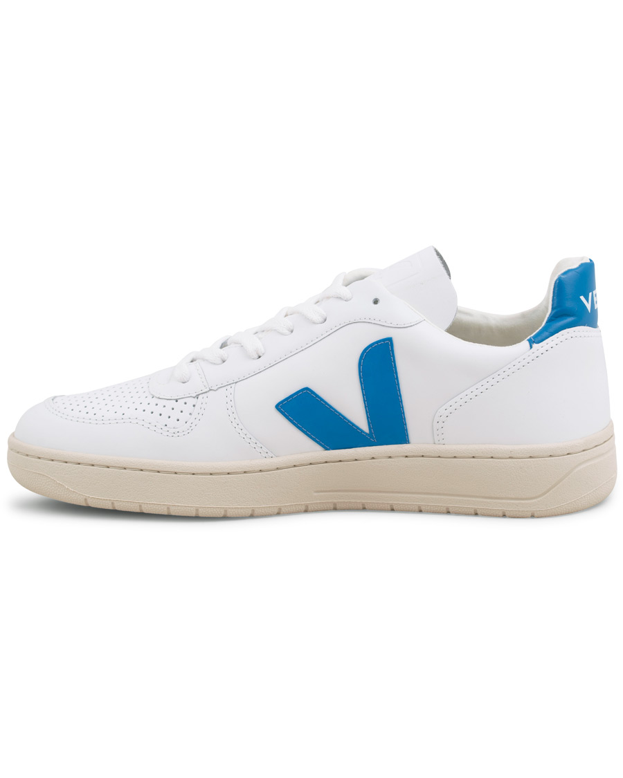 Homme | Veja V-10 Leather Sneaker Extra White/Swedish Blue | Veja | V-10 Leather Sneaker Extra White/Swedish Blue