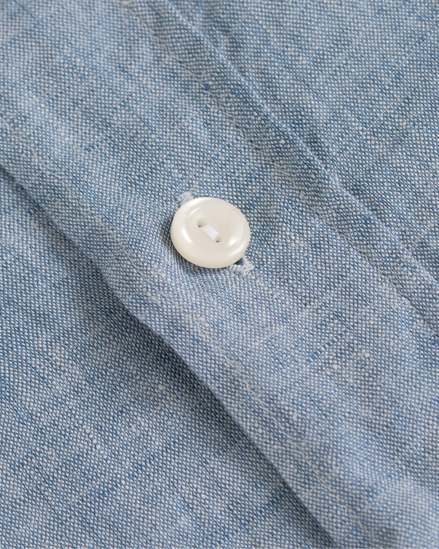 Homme | Chemises | Eton | Slim Fit Linen Grandad Collar Shirt Light Blue