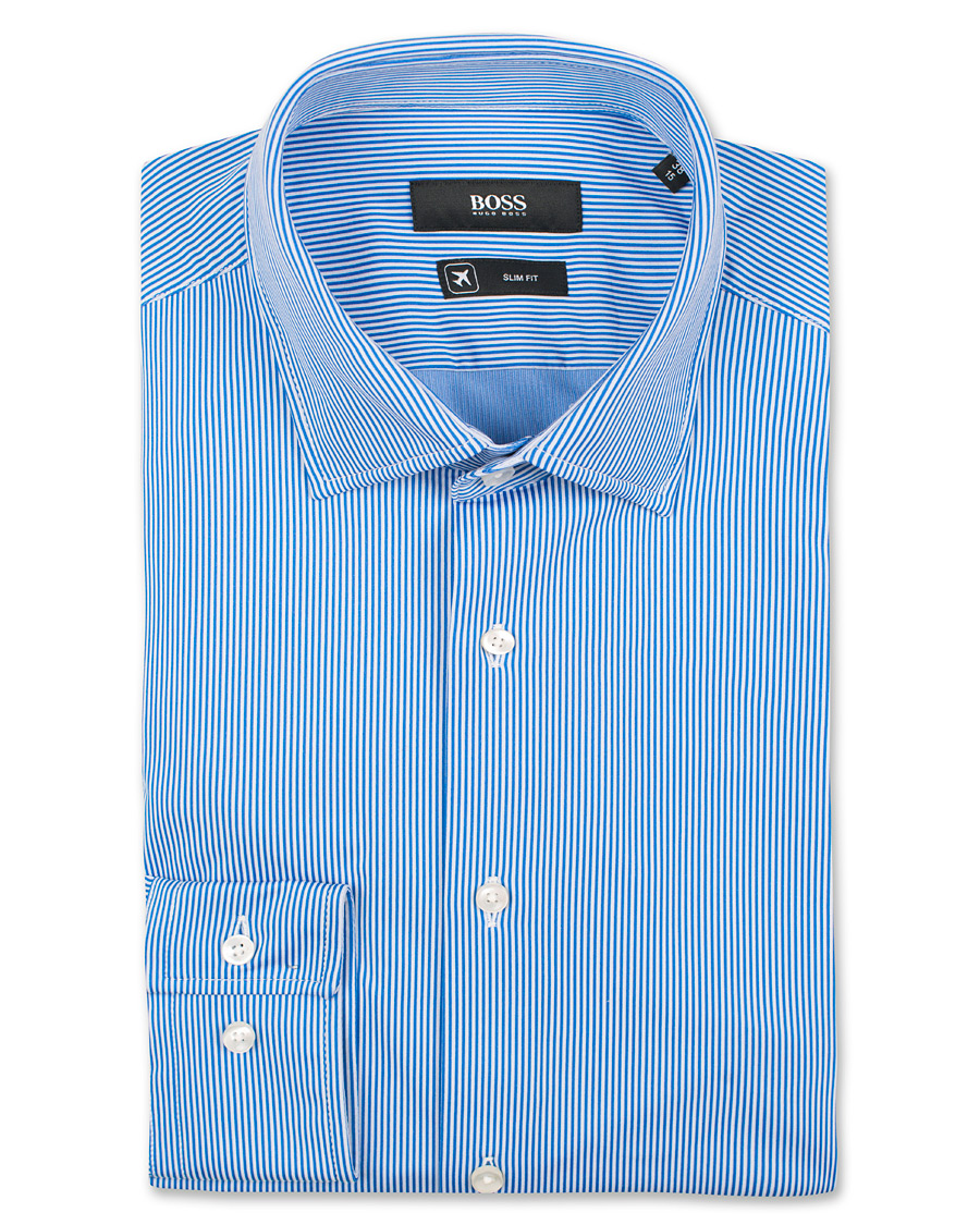 Homme | Chemises | BOSS BLACK | BOSS Jenno Slim Fit Super Stretch Shirt White/Blue