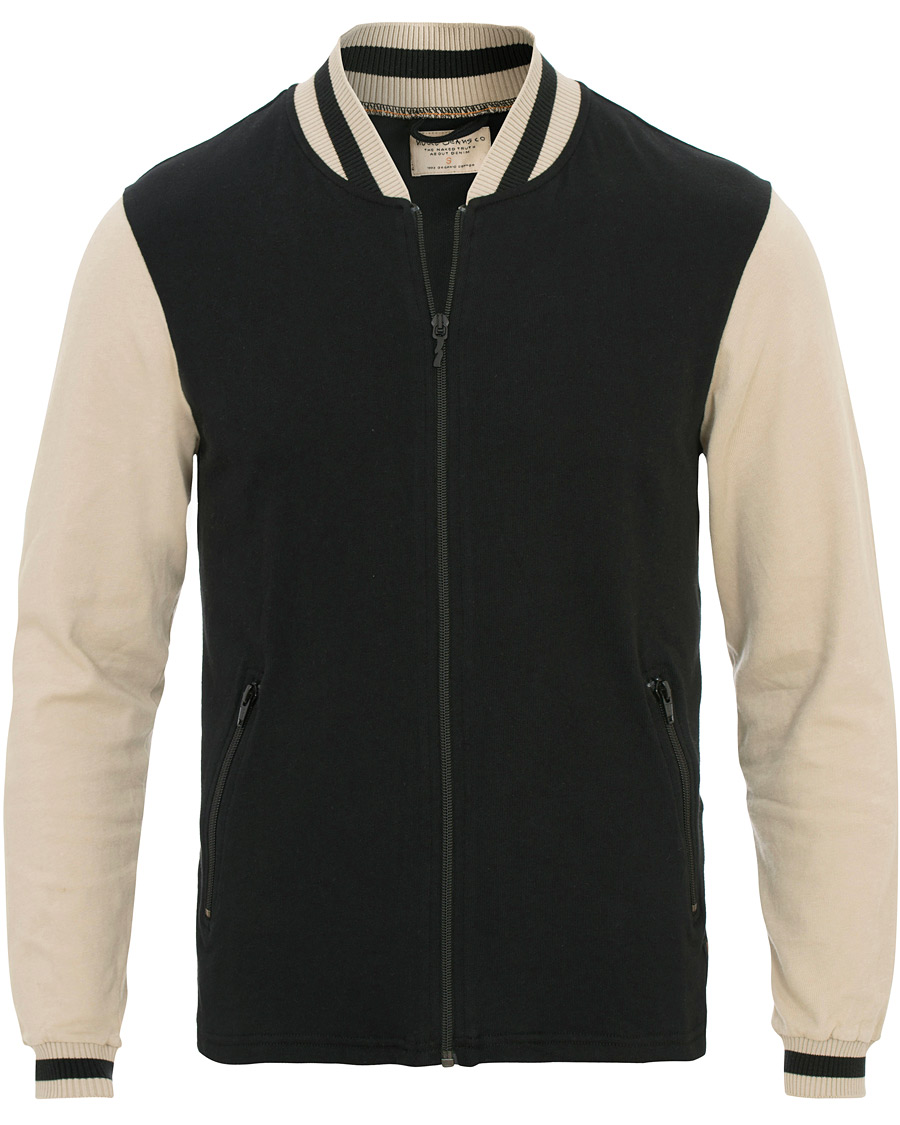 Heren | Truien | Nudie Jeans | Sture Jersey College Bomber Jacket Black/Sand