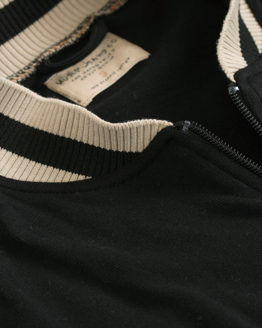 Heren | Truien | Nudie Jeans | Sture Jersey College Bomber Jacket Black/Sand