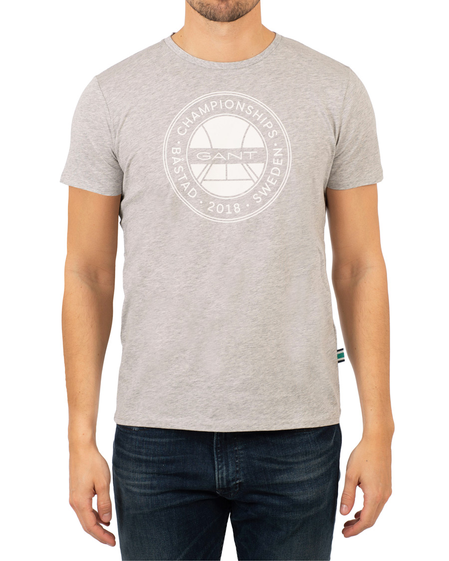Homme | T-shirts | GANT | Båstad Crew Neck Tee Light Grey Melange