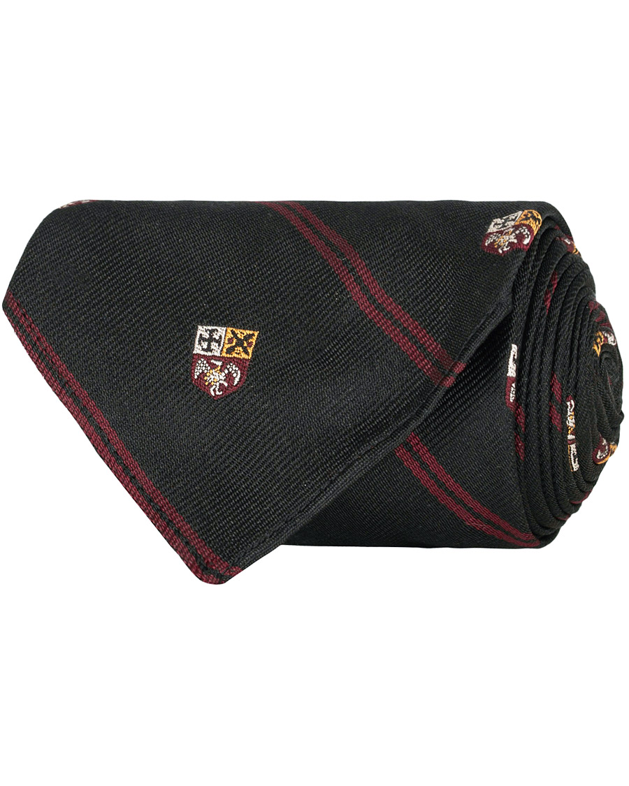 Homme | Polo Ralph Lauren Silk Diagonal Crest 8 cm Tie Black/Red | Polo Ralph Lauren | Silk Diagonal Crest 8 cm Tie Black/Red