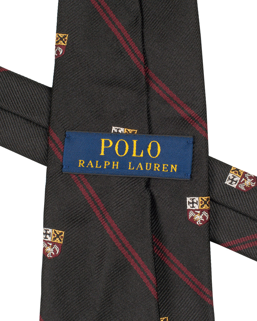 Homme | Polo Ralph Lauren Silk Diagonal Crest 8 cm Tie Black/Red | Polo Ralph Lauren | Silk Diagonal Crest 8 cm Tie Black/Red
