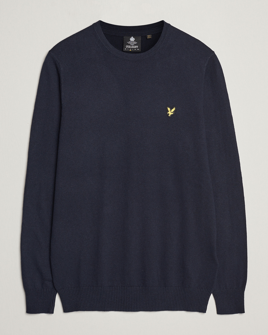Heren | Truien | Lyle & Scott | Cotton/Merino Crew Neck Jumper Dark Navy