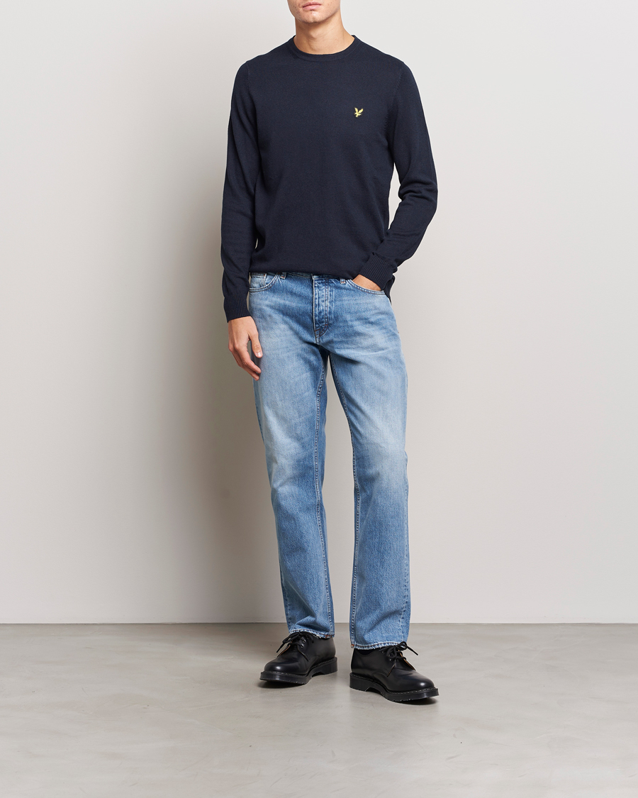 Heren | Truien | Lyle & Scott | Cotton/Merino Crew Neck Jumper Dark Navy