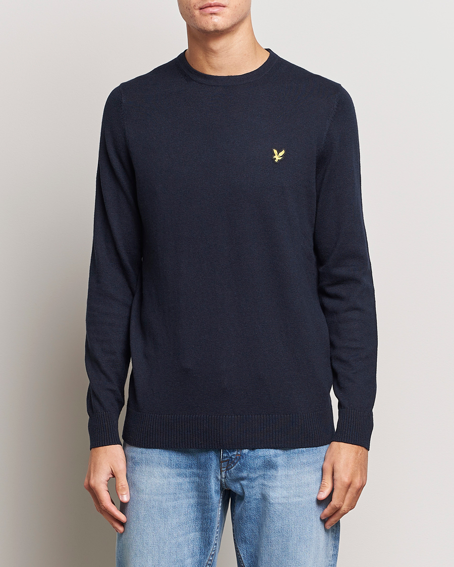 Heren | Truien | Lyle & Scott | Cotton/Merino Crew Neck Jumper Dark Navy