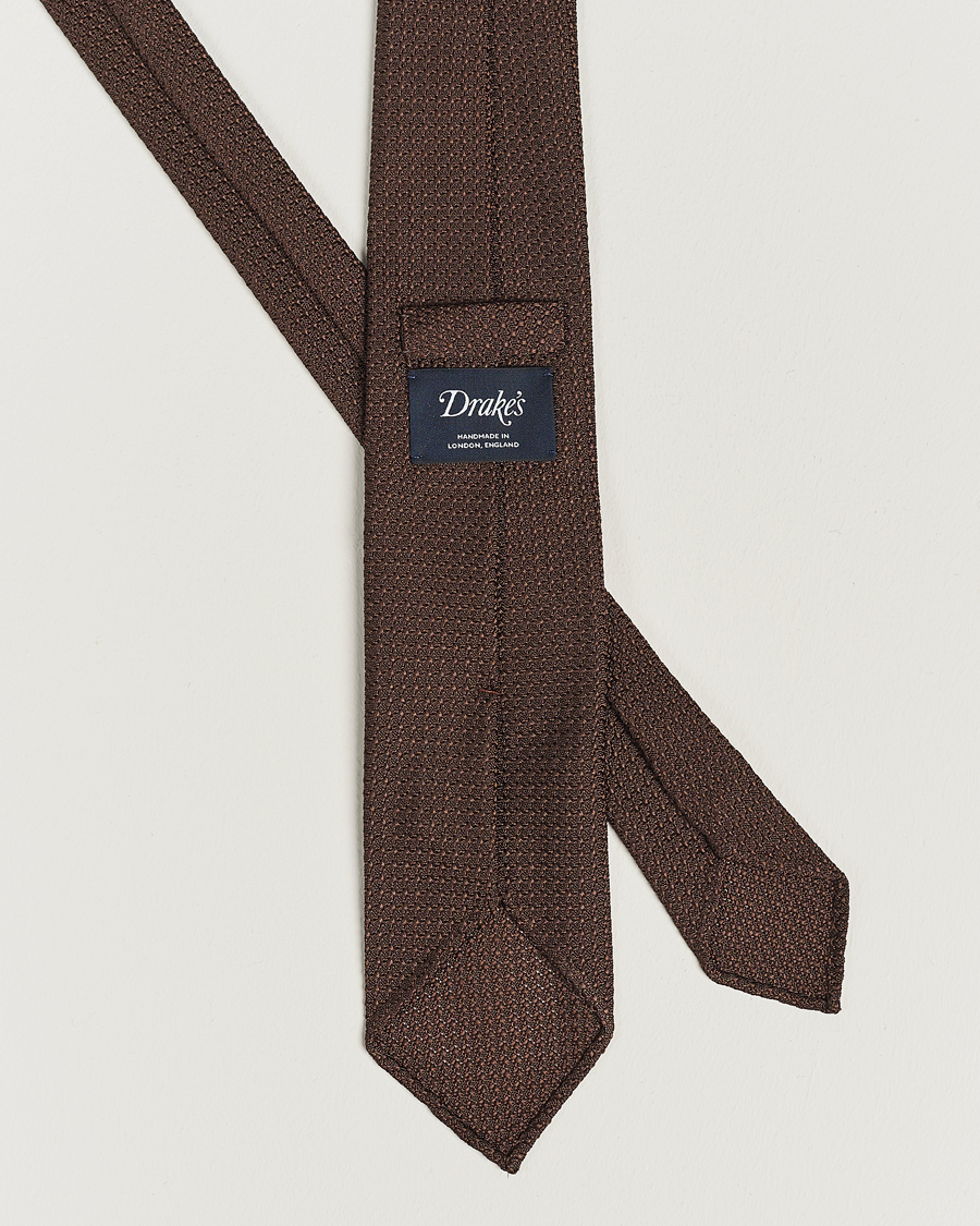 Homme | Cravates | Drake's | Drake'sLarge Knot Handrolled Grenadine Silk TieBrown