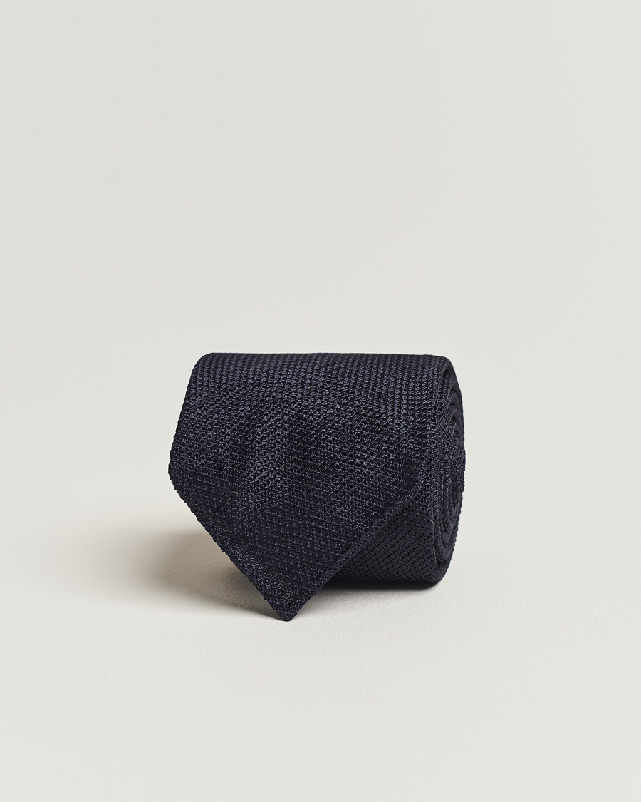 Homme | Drake's Silk Fine Grenadine Handrolled 8 cm Tie Navy | Drake's | Silk Fine Grenadine Handrolled 8 cm Tie Navy