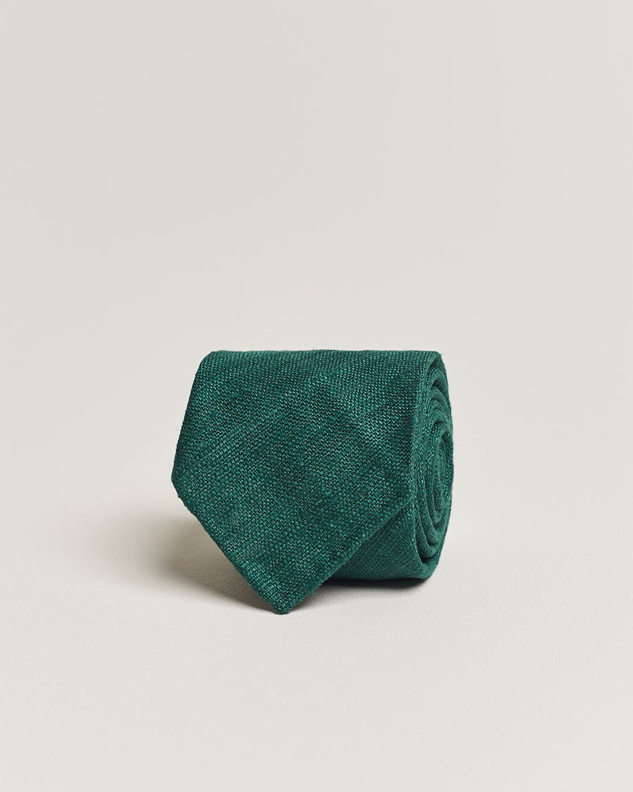 Homme | Cravates | Drake's | Silk Tussah Handrolled Tie Green