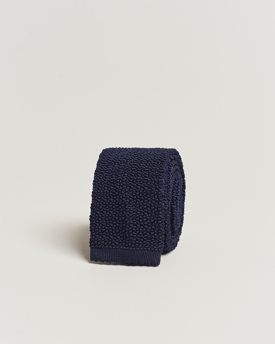 Homme | Drake's Knitted Silk 6.5 cm Tie Navy | Drake's | Knitted Silk 6.5 cm Tie Navy