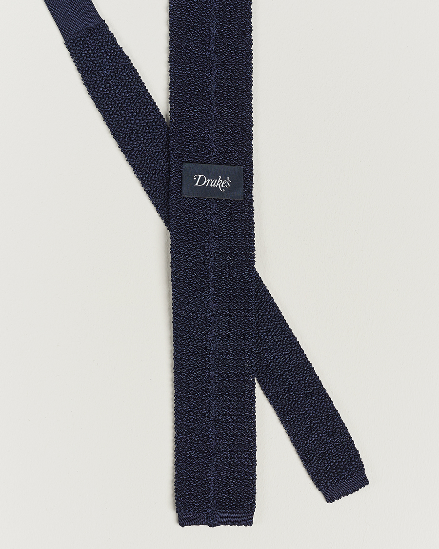 Homme | Drake's Knitted Silk 6.5 cm Tie Navy | Drake's | Knitted Silk 6.5 cm Tie Navy