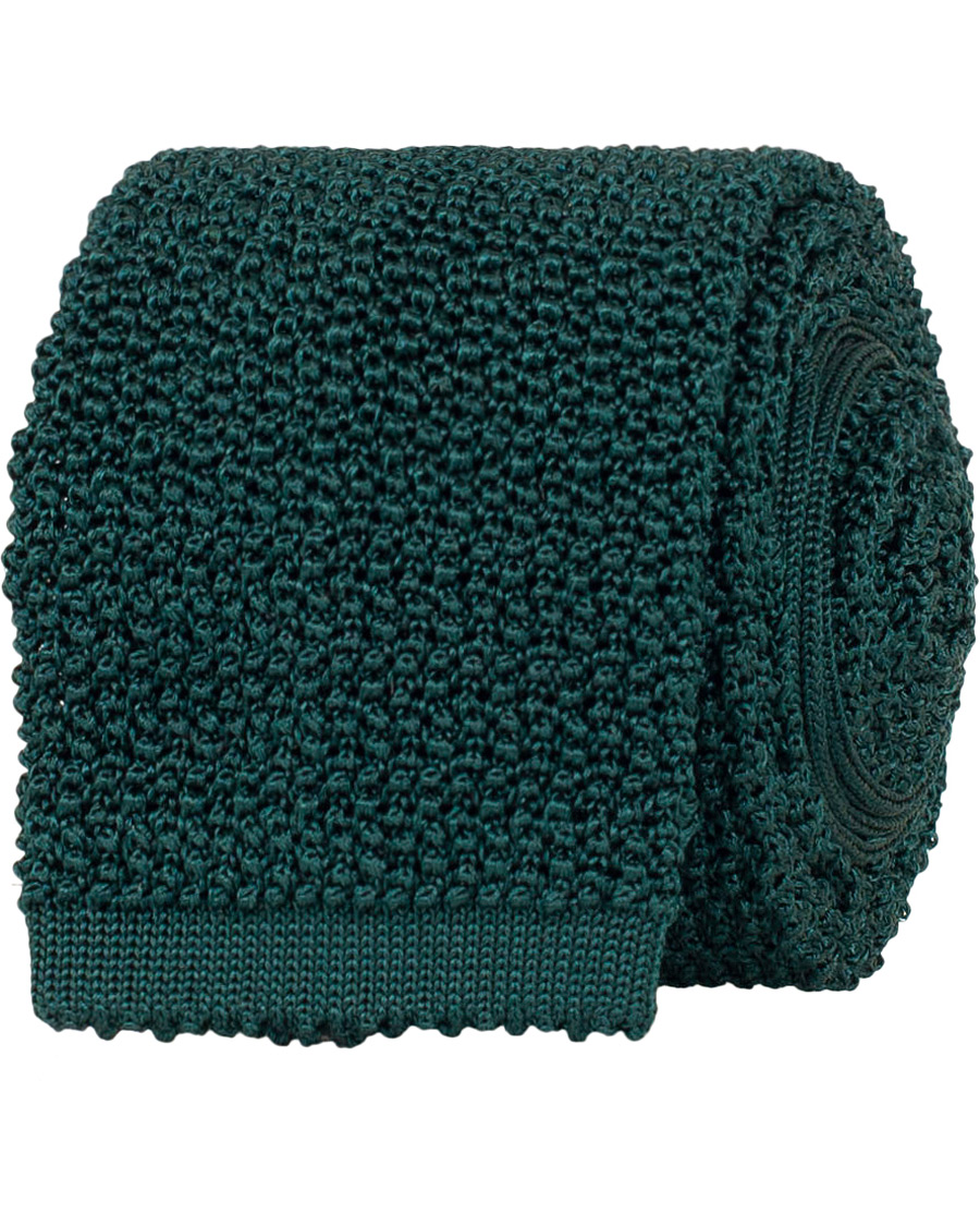 Homme | Drake's Knitted Silk 6.5 cm Tie Green | Drake's | Knitted Silk 6.5 cm Tie Green