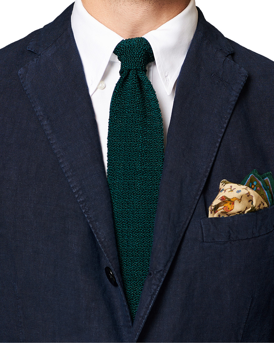 Homme | Drake's Knitted Silk 6.5 cm Tie Green | Drake's | Knitted Silk 6.5 cm Tie Green