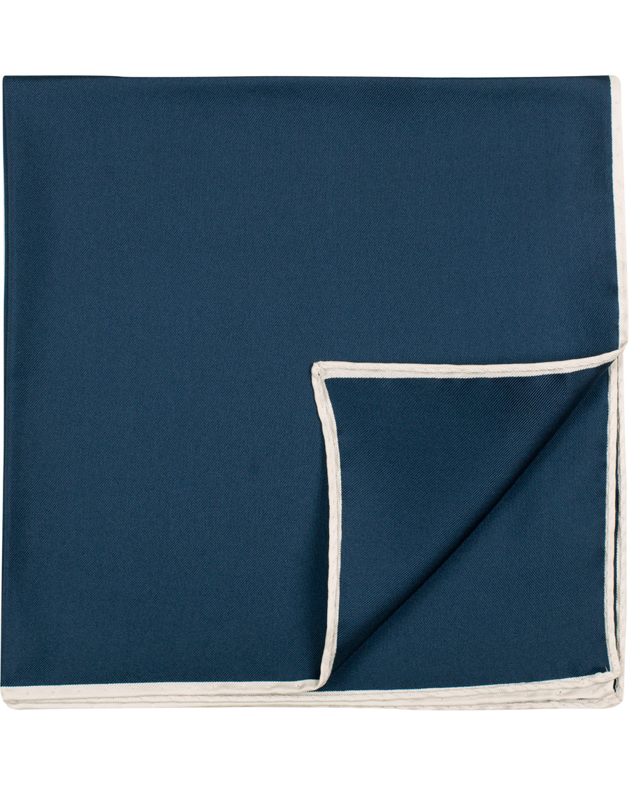 Homme | Drake's Silk Twill Pocket Square Navy | Drake's | Silk Twill Pocket Square Navy
