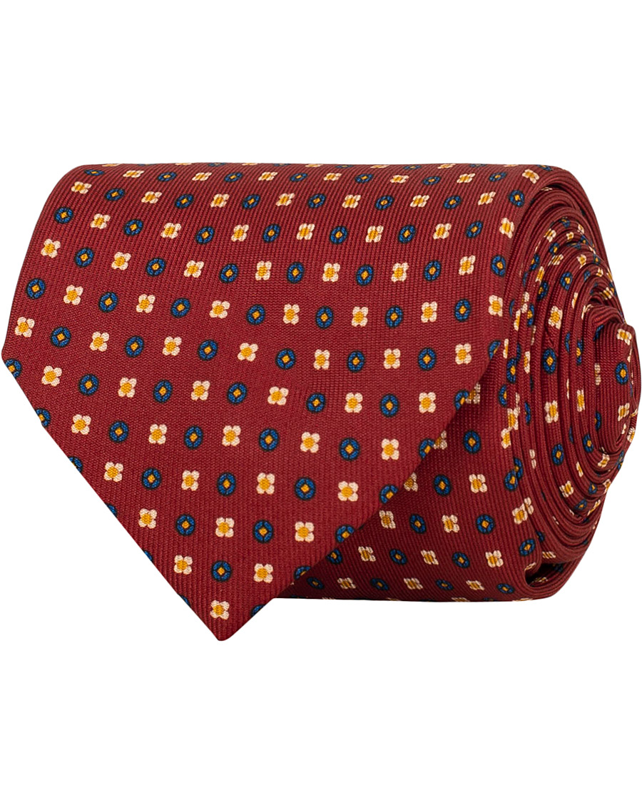 Homme | E. Marinella 7-Fold Printed Foulard Pattern Silk Tie Bordeaux 8 cm | E. Marinella | 7-Fold Printed Foulard Pattern Silk Tie Bordeaux 8 cm