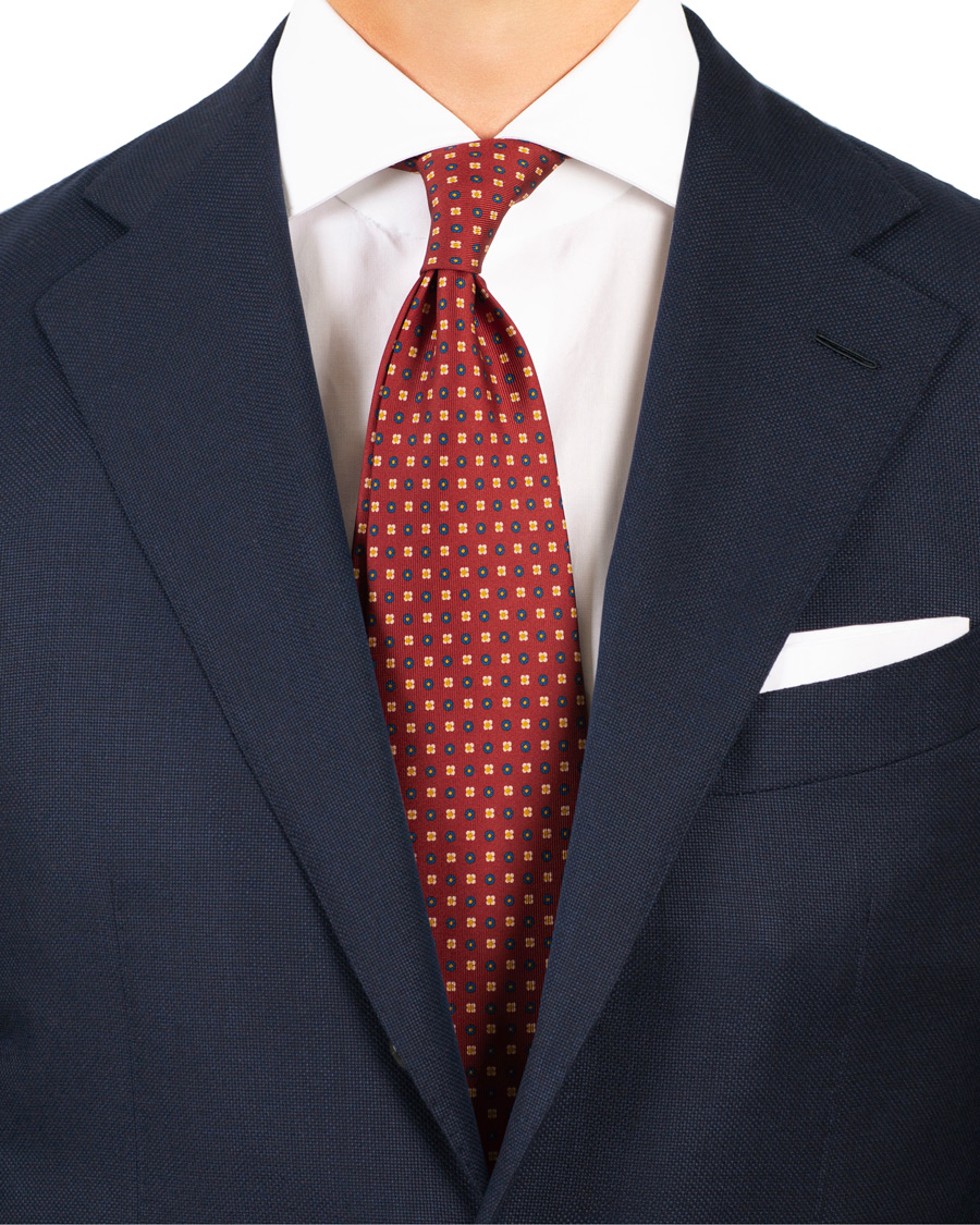 Homme | E. Marinella 7-Fold Printed Foulard Pattern Silk Tie Bordeaux 8 cm | E. Marinella | 7-Fold Printed Foulard Pattern Silk Tie Bordeaux 8 cm
