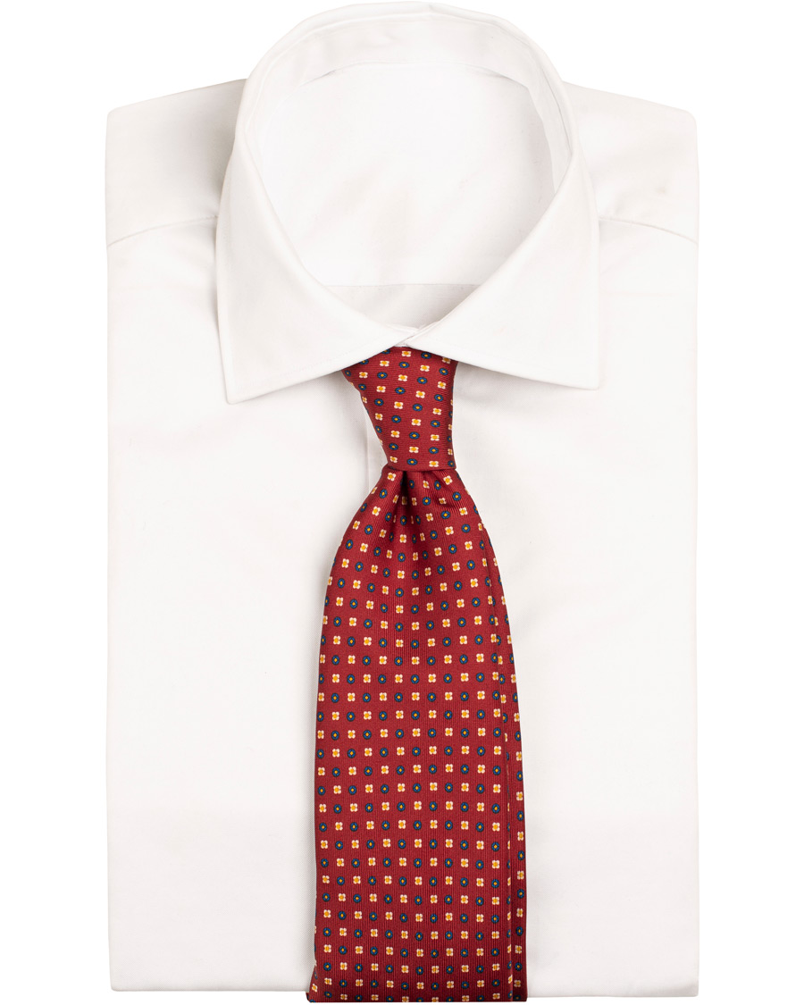 Homme | E. Marinella 7-Fold Printed Foulard Pattern Silk Tie Bordeaux 8 cm | E. Marinella | 7-Fold Printed Foulard Pattern Silk Tie Bordeaux 8 cm