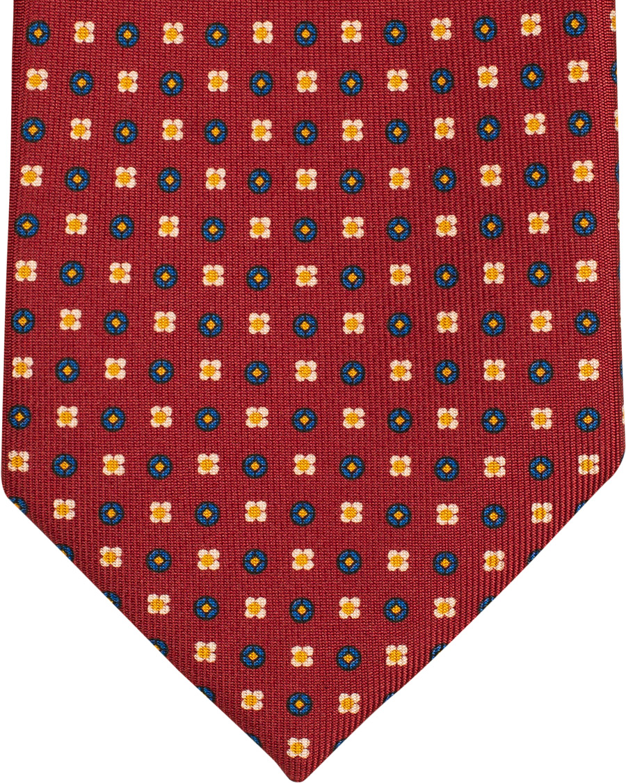 Homme | E. Marinella 7-Fold Printed Foulard Pattern Silk Tie Bordeaux 8 cm | E. Marinella | 7-Fold Printed Foulard Pattern Silk Tie Bordeaux 8 cm