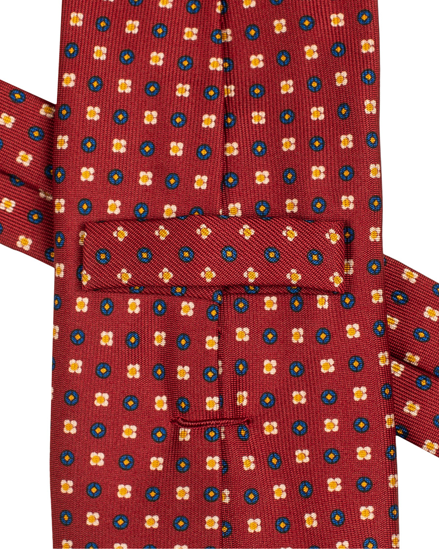 Homme | E. Marinella 7-Fold Printed Foulard Pattern Silk Tie Bordeaux 8 cm | E. Marinella | 7-Fold Printed Foulard Pattern Silk Tie Bordeaux 8 cm