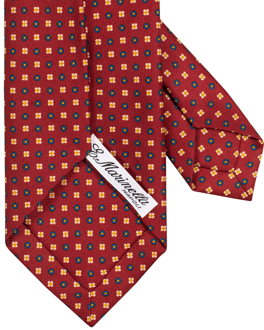Homme | E. Marinella 7-Fold Printed Foulard Pattern Silk Tie Bordeaux 8 cm | E. Marinella | 7-Fold Printed Foulard Pattern Silk Tie Bordeaux 8 cm