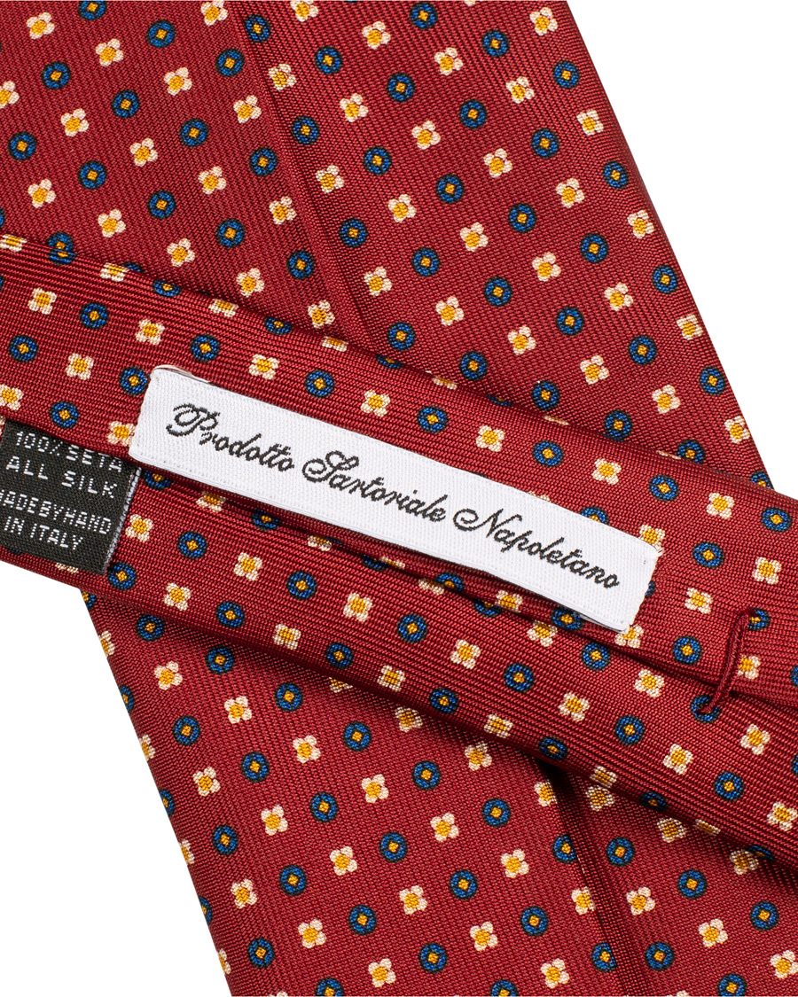 Homme | E. Marinella 7-Fold Printed Foulard Pattern Silk Tie Bordeaux 8 cm | E. Marinella | 7-Fold Printed Foulard Pattern Silk Tie Bordeaux 8 cm