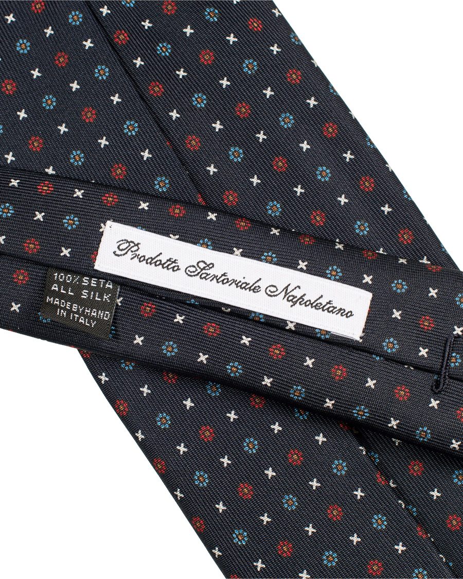 Homme | E. Marinella 7-Fold Printed Flowers Silk Tie Navy 8 cm | E. Marinella | 7-Fold Printed Flowers Silk Tie Navy 8 cm