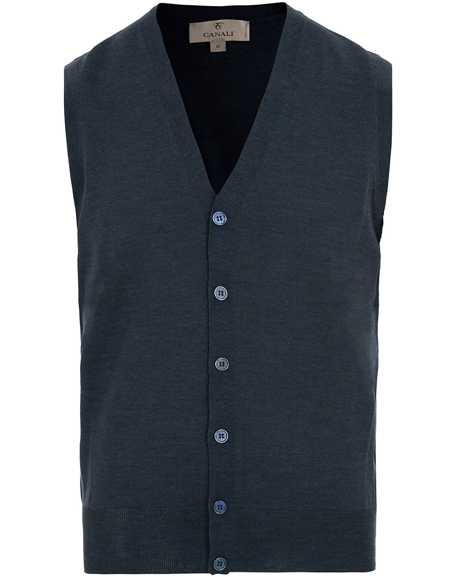 Homme | Pulls Et Tricots | Canali | Merino Wool Gilet Dark Blue