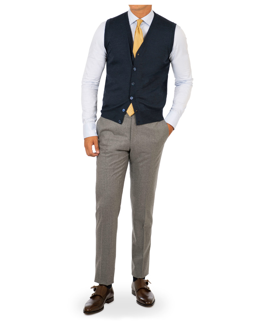 Homme | Pulls Et Tricots | Canali | Merino Wool Gilet Dark Blue