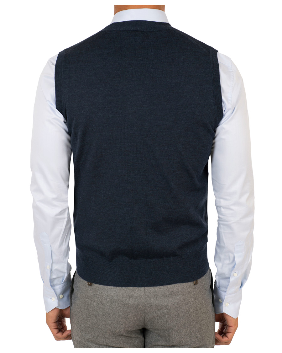 Homme | Pulls Et Tricots | Canali | Merino Wool Gilet Dark Blue