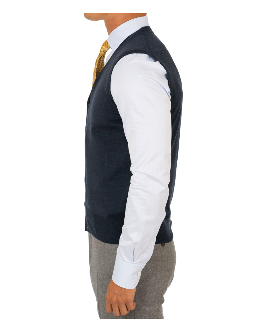 Homme | Pulls Et Tricots | Canali | Merino Wool Gilet Dark Blue