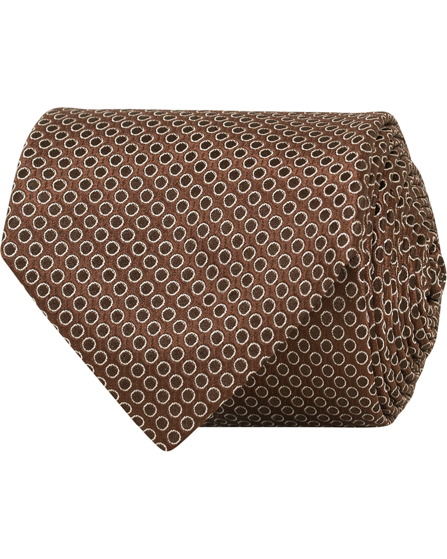 Homme | Canali Silk Micro Dot 8cm Tie Brown | Canali | Silk Micro Dot 8cm Tie Brown