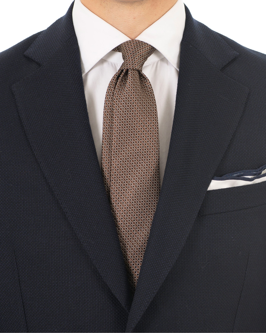 Homme | Canali Silk Micro Dot 8cm Tie Brown | Canali | Silk Micro Dot 8cm Tie Brown