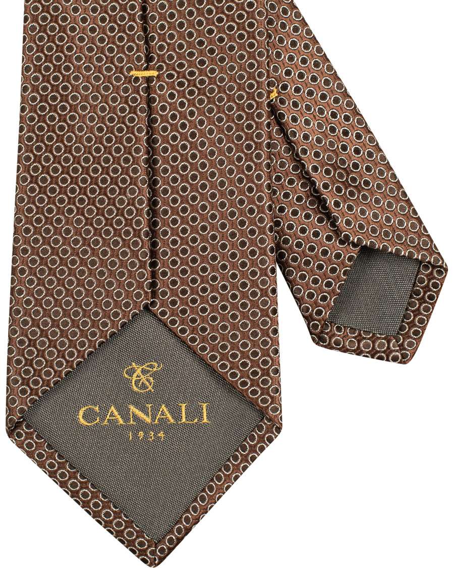 Homme | Canali Silk Micro Dot 8cm Tie Brown | Canali | Silk Micro Dot 8cm Tie Brown