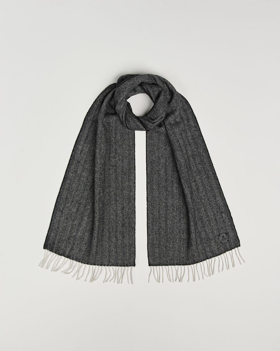 Heren | Amanda Christensen Wool Herringbone Scarf Black | Amanda Christensen | Wool Herringbone Scarf Black