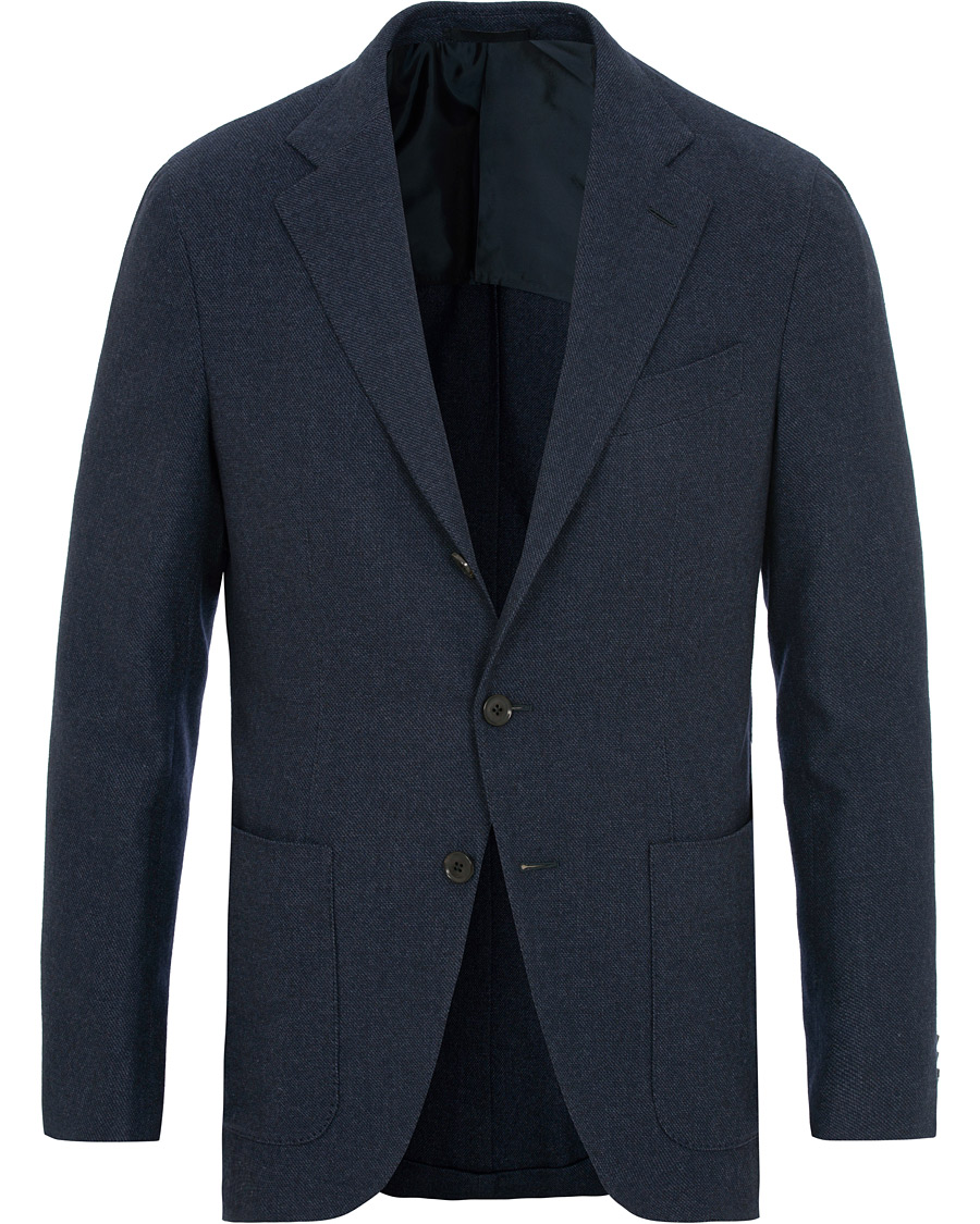 Heren | Blazers | Caruso | Aida Microstructure Melange Wool Blazer Dark Blue