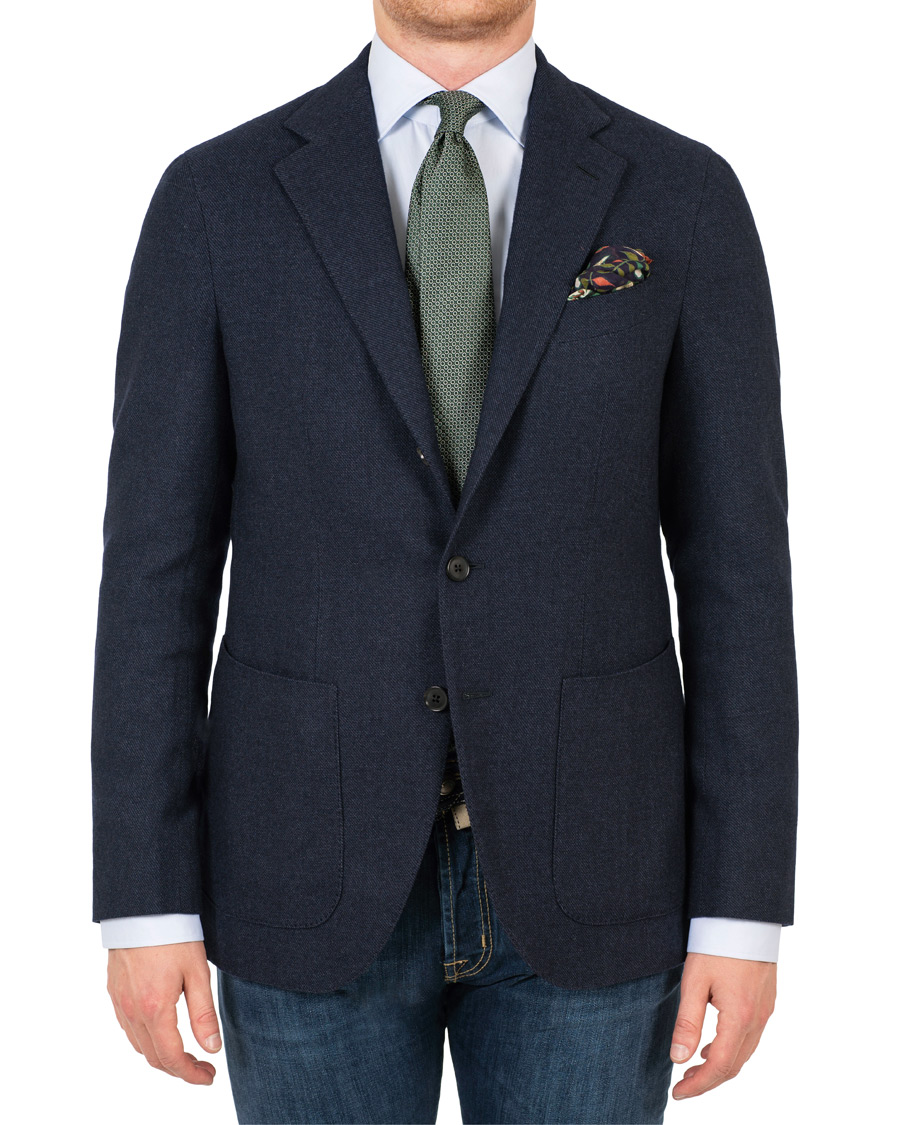 Heren | Blazers | Caruso | Aida Microstructure Melange Wool Blazer Dark Blue