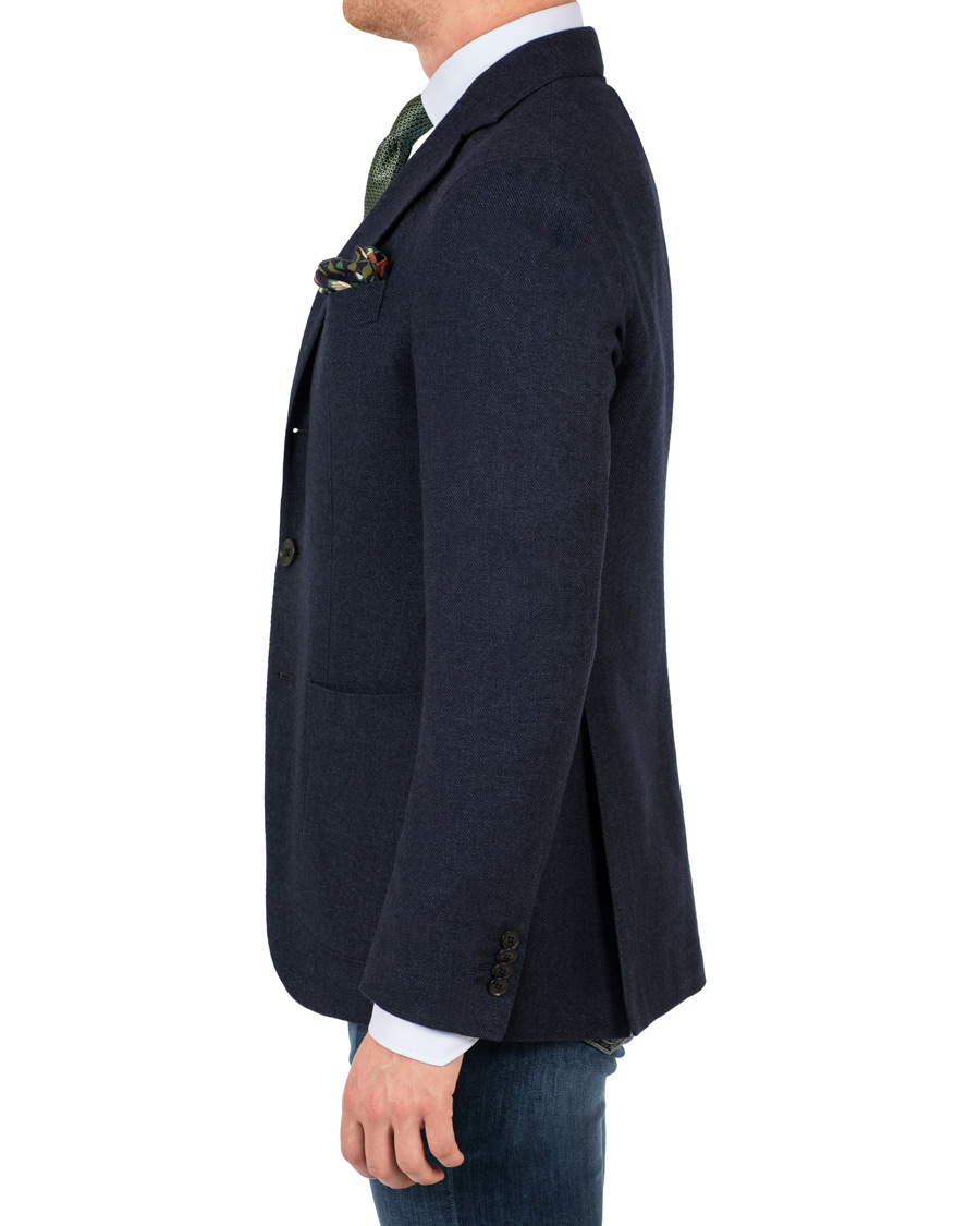 Heren | Blazers | Caruso | Aida Microstructure Melange Wool Blazer Dark Blue