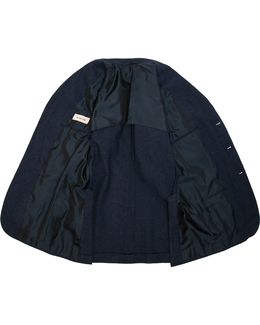 Heren | Blazers | Caruso | Aida Microstructure Melange Wool Blazer Dark Blue
