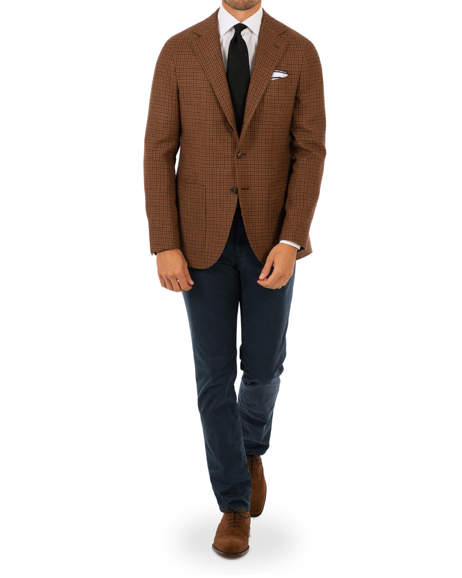 Heren | Blazers | Caruso | Aida Vintage Houndstooth Wool Blazer Brown