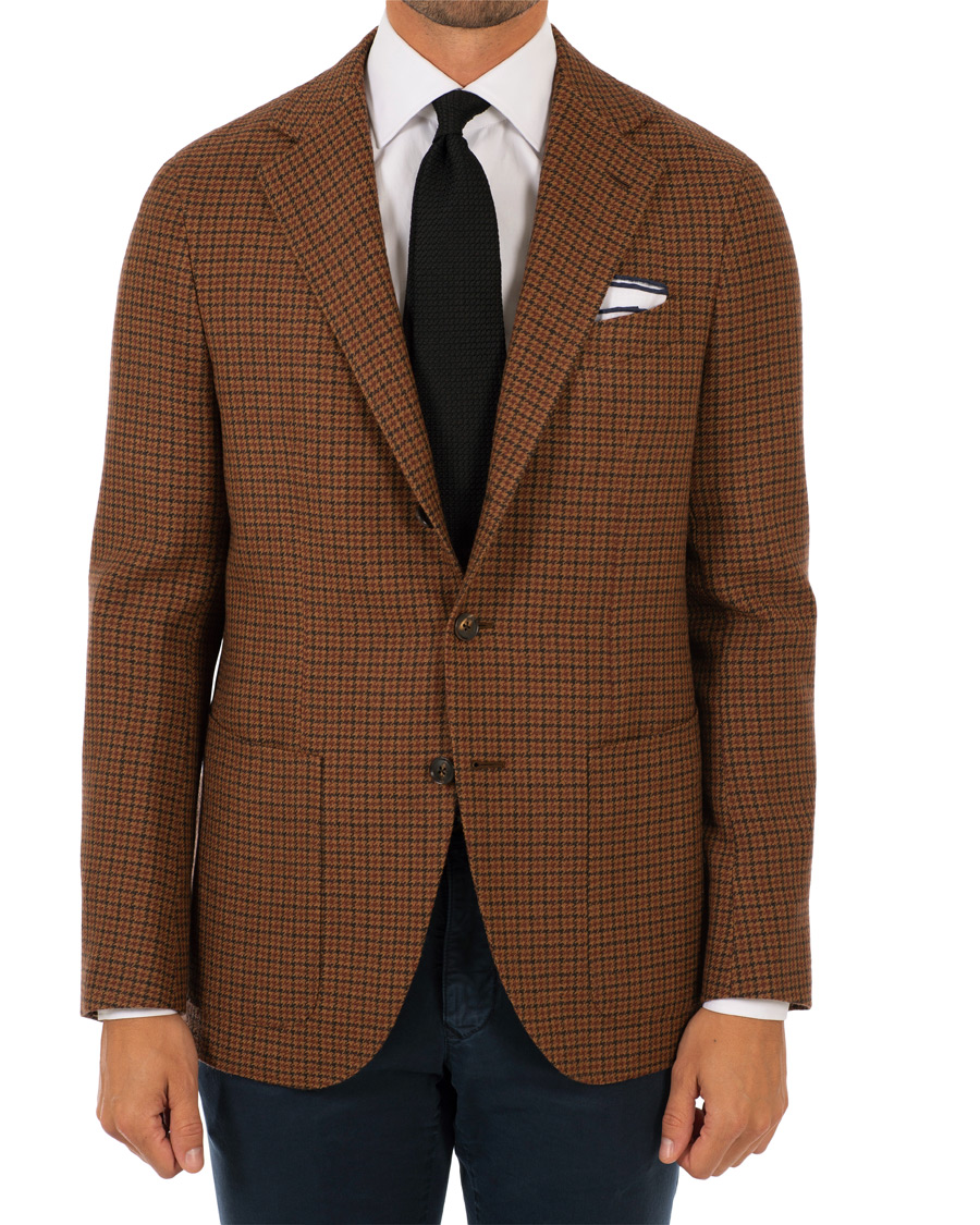 Heren | Blazers | Caruso | Aida Vintage Houndstooth Wool Blazer Brown