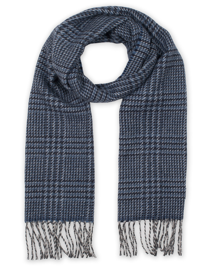 Homme | Drake's Lambswool/Angora Glencheck Scarf Navy | Drake's | Lambswool/Angora Glencheck Scarf Navy