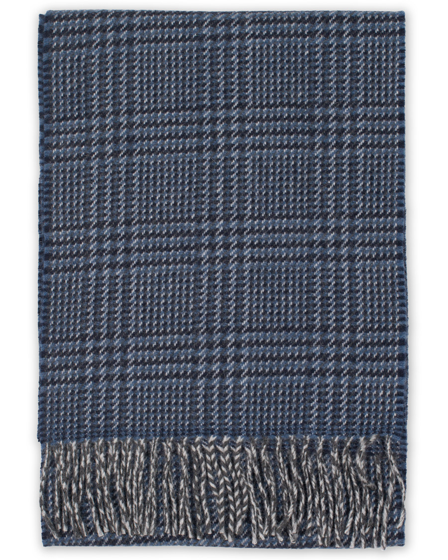 Homme | Drake's Lambswool/Angora Glencheck Scarf Navy | Drake's | Lambswool/Angora Glencheck Scarf Navy