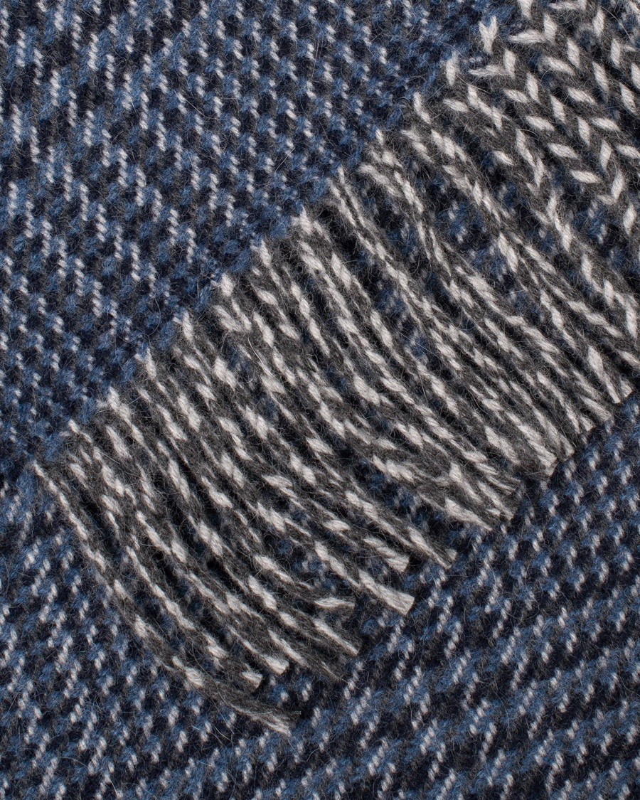 Homme | Drake's Lambswool/Angora Glencheck Scarf Navy | Drake's | Lambswool/Angora Glencheck Scarf Navy