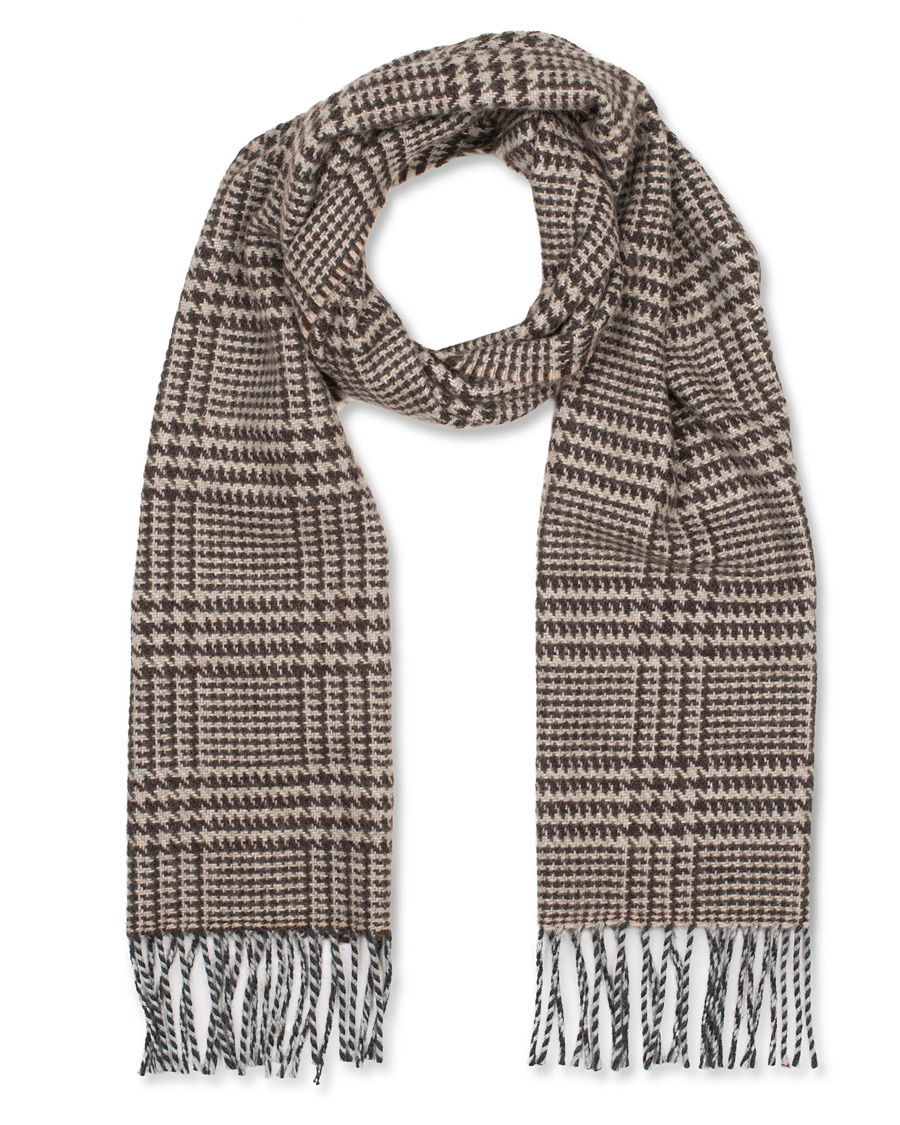 Homme | Drake's Lambswool/Angora Glencheck Scarf Brown | Drake's | Lambswool/Angora Glencheck Scarf Brown